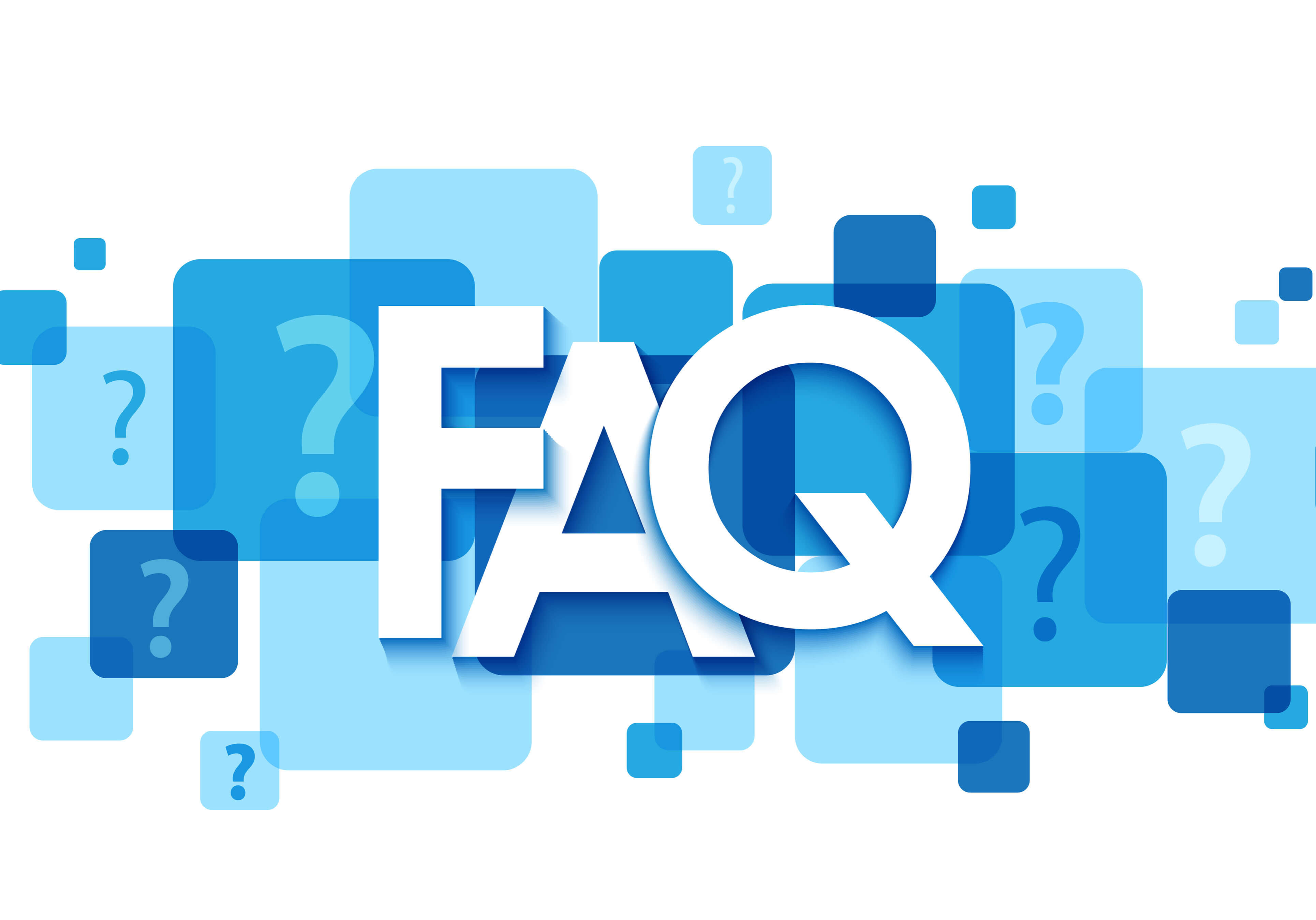 FAQ colorful typography banner